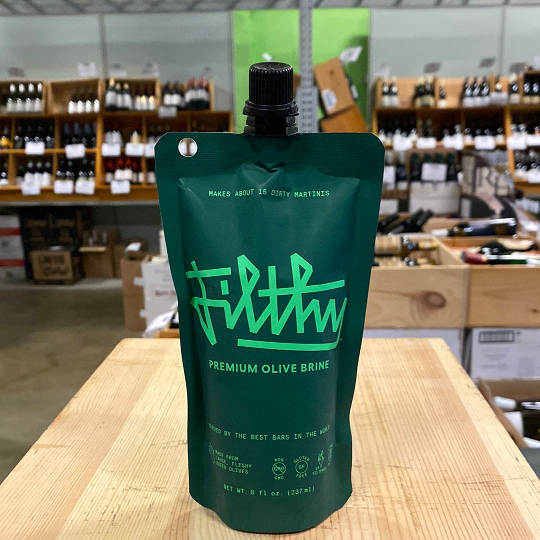 Filthy Foods Premium Olive Brine 8oz Pouch Bin Ends... Great Wine