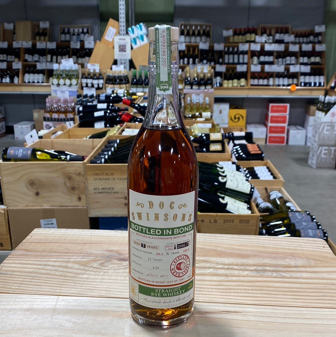 Doc Swinson's 7 Years Old Straight Rye Bottled In Bond Washington State USA