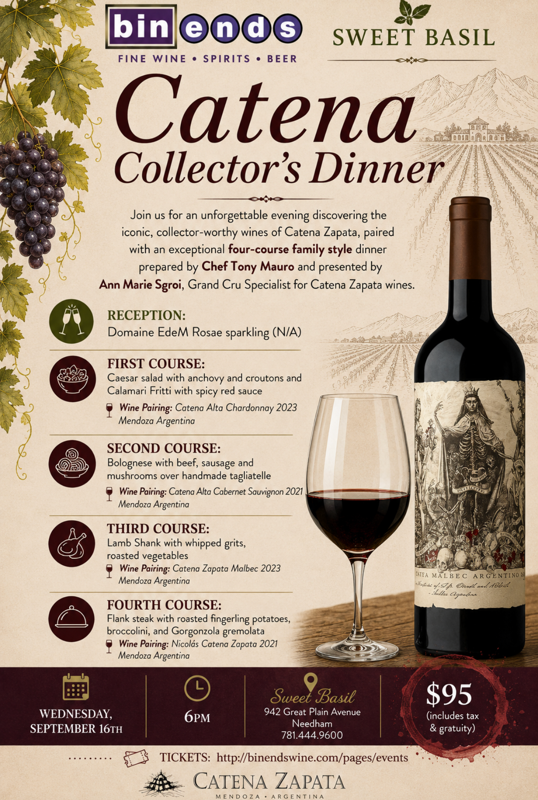 A Catena Collector's Master Class & Dinner w/ Wine Educator Ann Marie Sgrai